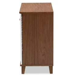 Kirklands Home Entryway Furniture|Collier Two-Tone Slatted Shoe Storage Cabinet