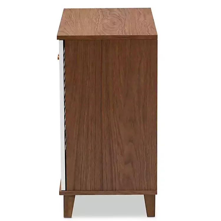 Kirklands Home Entryway Furniture|Collier Two-Tone Slatted Shoe Storage Cabinet