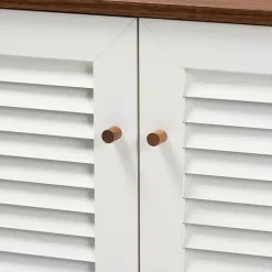 Kirklands Home Entryway Furniture|Collier Two-Tone Slatted Shoe Storage Cabinet