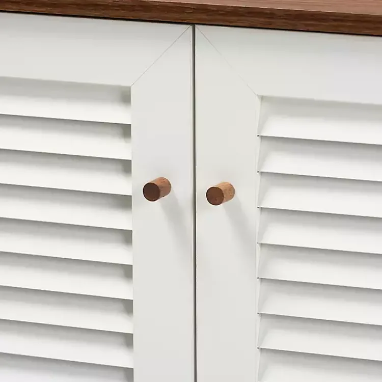 Kirklands Home Entryway Furniture|Collier Two-Tone Slatted Shoe Storage Cabinet