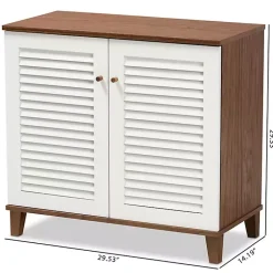 Kirklands Home Entryway Furniture|Collier Two-Tone Slatted Shoe Storage Cabinet