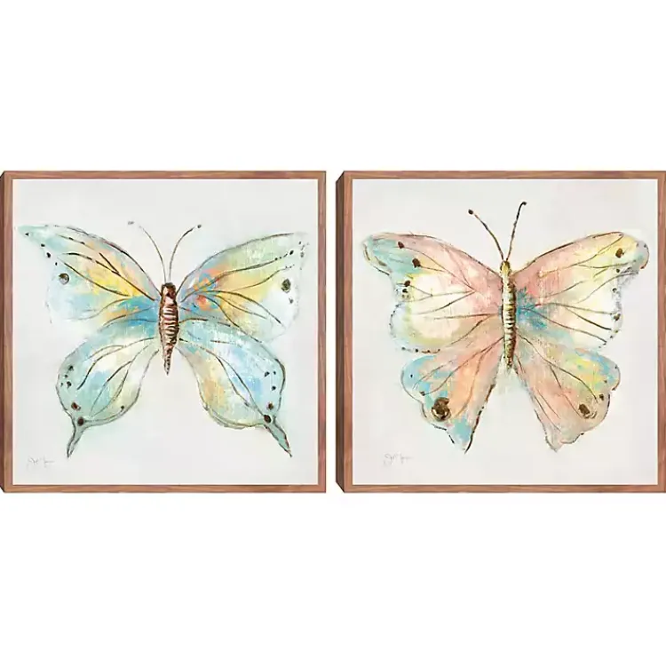 Kirklands Home Canvas Art|Colorful Butterfly Framed Canvas Prints, Set of 2 Multi