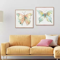 Kirklands Home Canvas Art|Colorful Butterfly Framed Canvas Prints, Set of 2 Multi