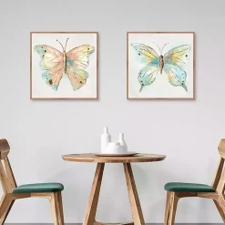 Kirklands Home Canvas Art|Colorful Butterfly Framed Canvas Prints, Set of 2 Multi