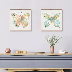 Kirklands Home Canvas Art|Colorful Butterfly Framed Canvas Prints, Set of 2 Multi