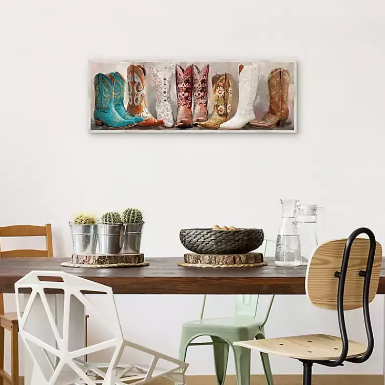 Kirklands Home Canvas Art|Colorful Cowgirl Boots Framed Canvas Art Print