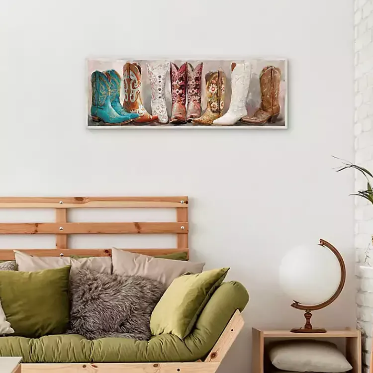 Kirklands Home Canvas Art|Colorful Cowgirl Boots Framed Canvas Art Print