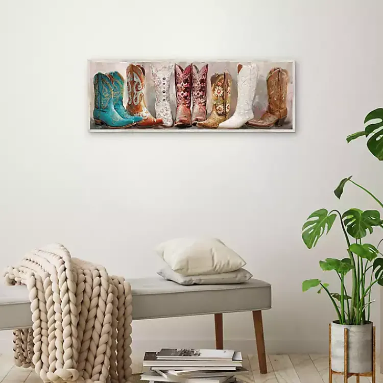 Kirklands Home Canvas Art|Colorful Cowgirl Boots Framed Canvas Art Print