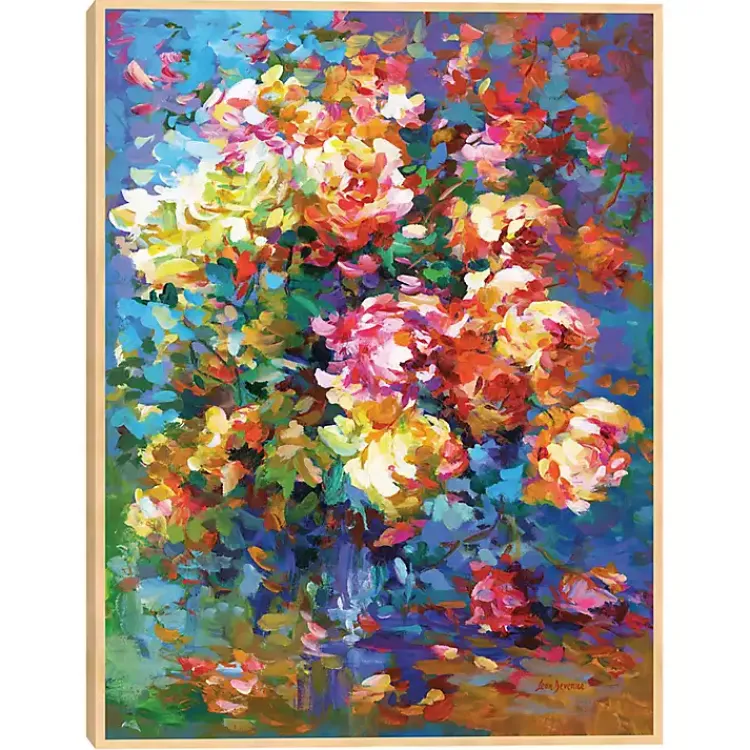 Kirklands Home Canvas Art|Colorful Flowers in Vase Framed Canvas Art Print Multi