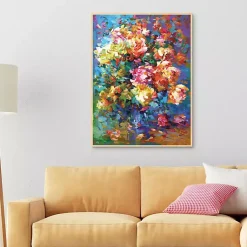 Kirklands Home Canvas Art|Colorful Flowers in Vase Framed Canvas Art Print Multi