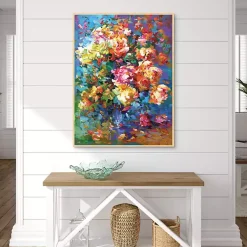 Kirklands Home Canvas Art|Colorful Flowers in Vase Framed Canvas Art Print Multi