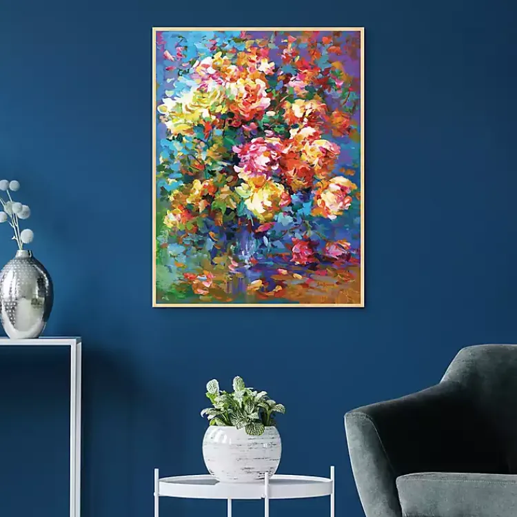 Kirklands Home Canvas Art|Colorful Flowers in Vase Framed Canvas Art Print Multi