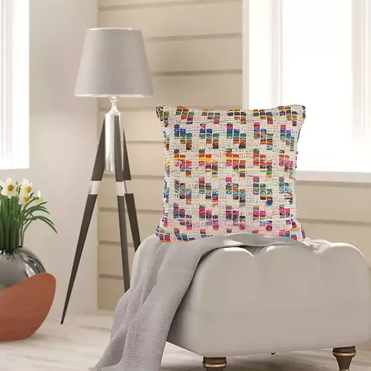 Colorful Geometric Handwoven Throw Pillow Pillows
