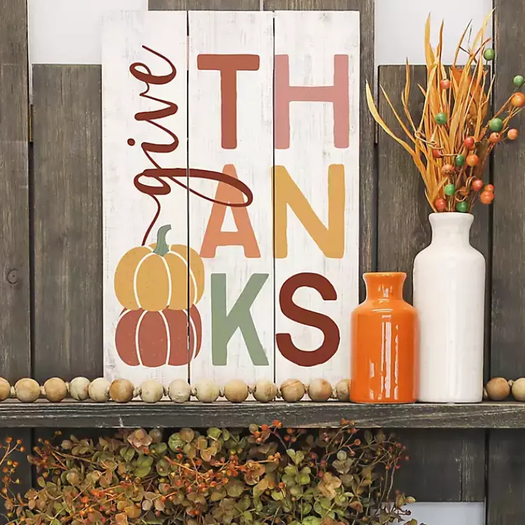 Clearance Colorful Give Thanks Wall Plaque Fall