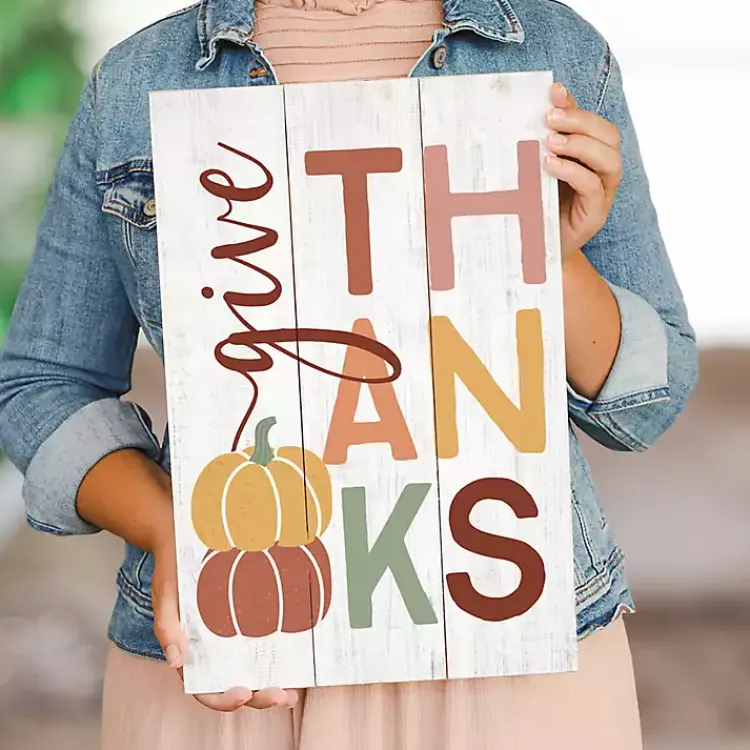 Clearance Colorful Give Thanks Wall Plaque Fall