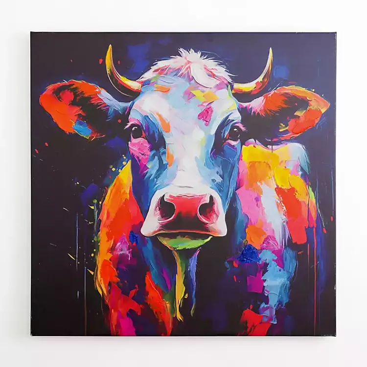 Kirklands Home Canvas Art|Colorful Moo Canvas Art Print Multi