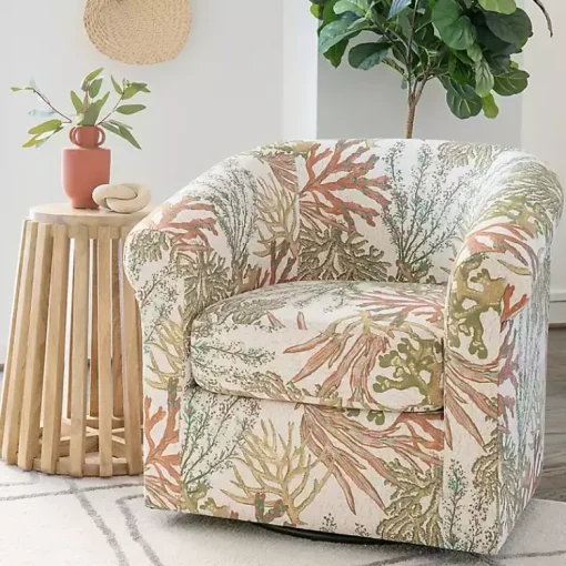 Kirklands Home Accent Chairs|Colorful Ocean Bonnie Swivel Accent Chair Green
