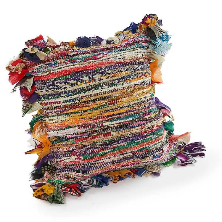 Online Colorful Striped Shabby Chic Throw Pillow Pillows