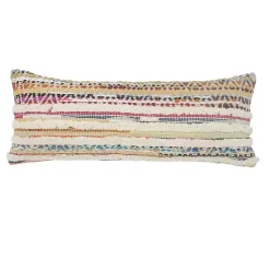 Hot Colorful Stripes Textured Handwoven Lumbar Pillow Pillows