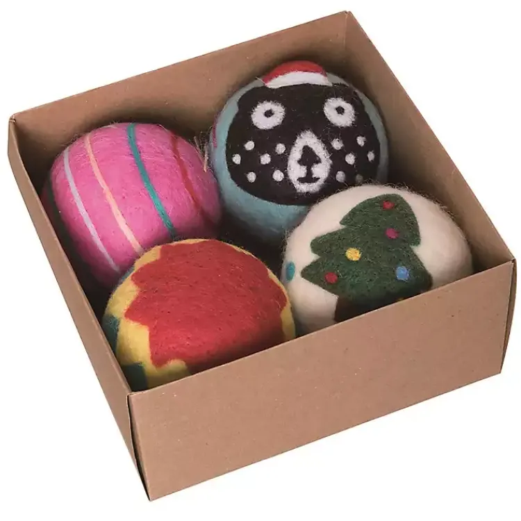 Best Colorful Tufted Christmas Tree Ornaments, Set of 4 Christmas Ornaments