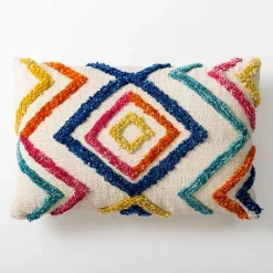 Kirklands Home Outdoor Cushions & Pillows|Colorful Tufted Diamond Outdoor Lumbar Pillow Multi