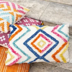 Kirklands Home Outdoor Cushions & Pillows|Colorful Tufted Diamond Outdoor Lumbar Pillow Multi
