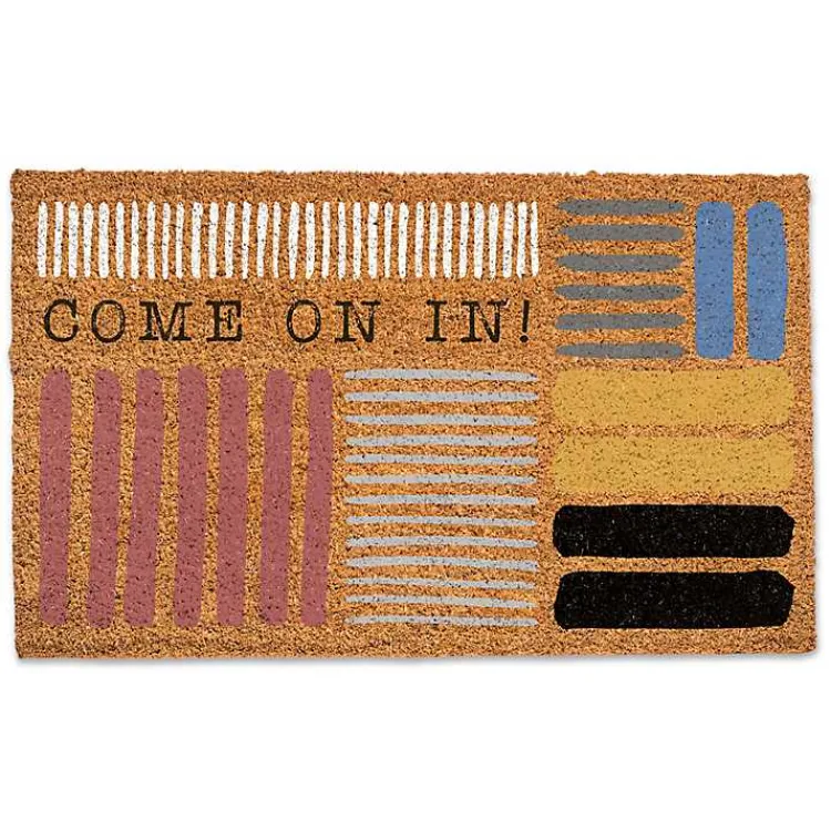 Kirklands Home Doormats|Come On In Colorful Stripes Doormat Multi