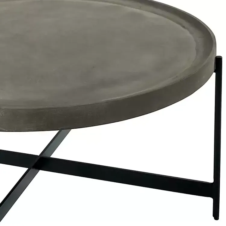 Kirklands Home Coffee Tables|Concrete Round Tray Top Coffee Table