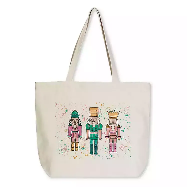 Discount Confetti Nutcracker Trio Canvas Tote Bag Christmas Decorations