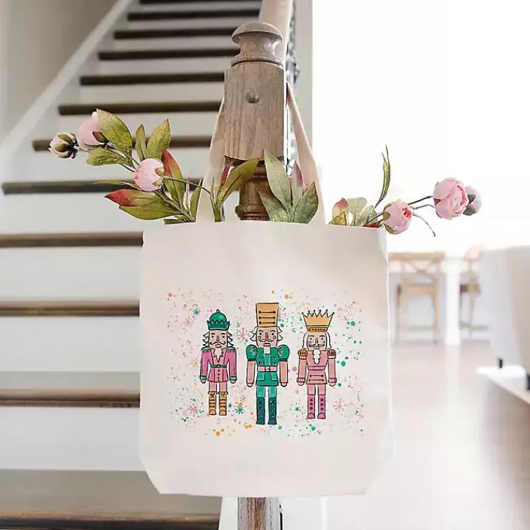 Discount Confetti Nutcracker Trio Canvas Tote Bag Christmas Decorations