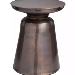 Kirklands Home Accent & End Tables|Copper Metal Accent Table with Bell Shaped Base Brown