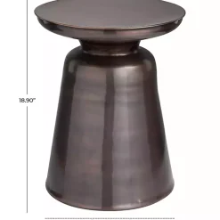 Kirklands Home Accent & End Tables|Copper Metal Accent Table with Bell Shaped Base Brown