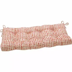 Kirklands Home Outdoor Cushions & Pillows|Coral Checkered Outdoor Bench Cushion