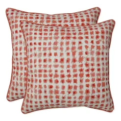 Kirklands Home Outdoor Cushions & Pillows|Coral Checkered Outdoor Pillows, Set of 2