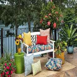 Kirklands Home Outdoor Cushions & Pillows|Coral Checkered Outdoor Pillows, Set of 2