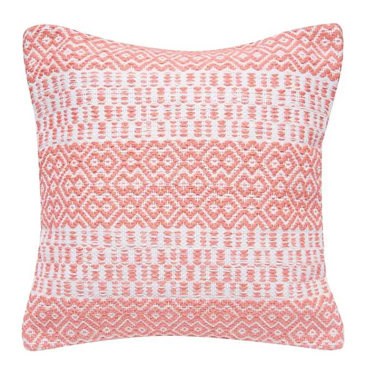 Kirklands Home Outdoor Cushions & Pillows|Coral Diamond Stripe Indoor/Outdoor Pillow Pink