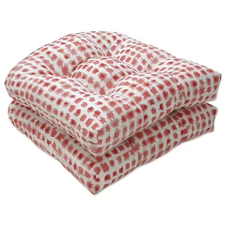 Kirklands Home Outdoor Cushions & Pillows|Coral Dotted 2-pc. Outdoor Chair Cushion Set
