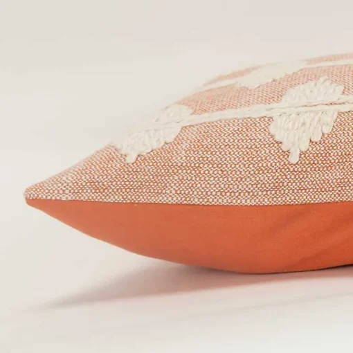 Sale Coral Heathered Embroidered Diamond Throw Pillow Pillows