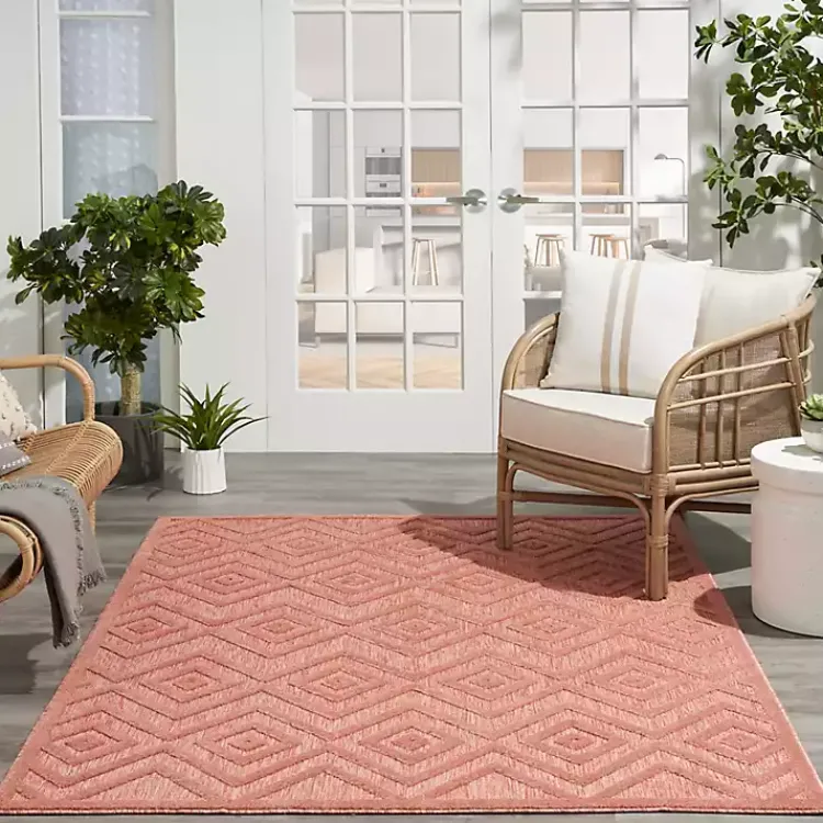 Kirklands Home Outdoor Rugs|Coral Diamond Indoor/Outdoor Area Rug, 4x6 Orange