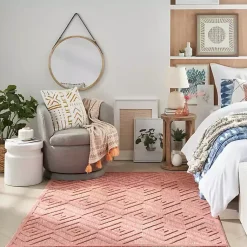 Kirklands Home Outdoor Rugs|Coral Diamond Indoor/Outdoor Area Rug, 5x7 Orange