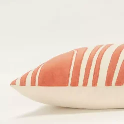 Clearance Coral Velvet Wave Lumbar Pillow Pillows