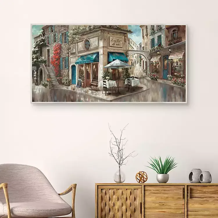 Kirklands Home Canvas Art|Corner Cafe Framed Canvas Art Print Gray