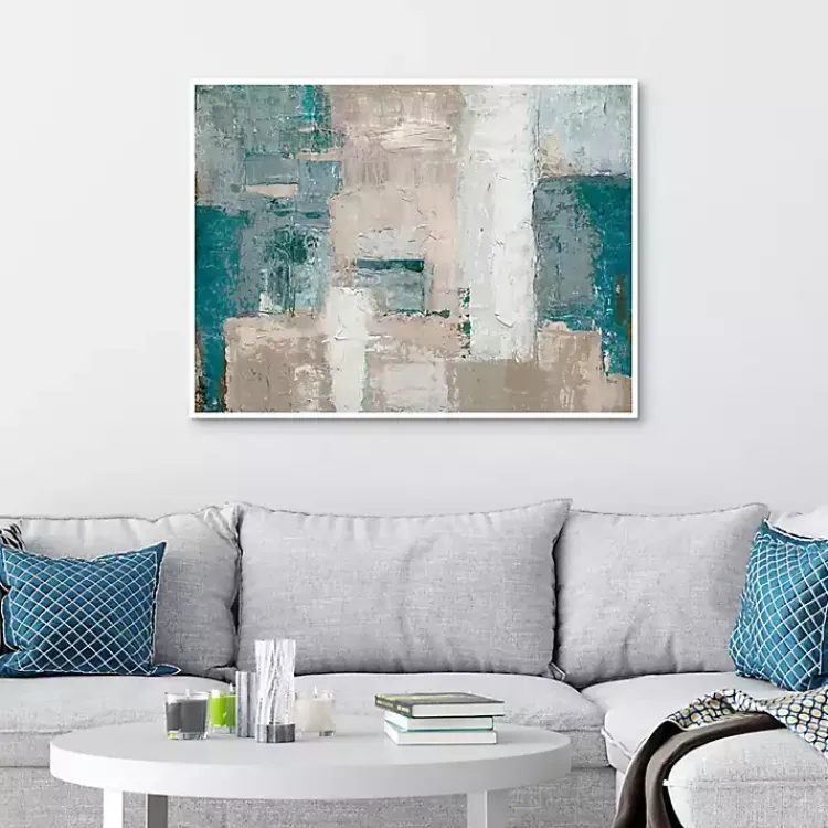 Kirklands Home Canvas Art|Cosmopolitan Blue Framed Canvas Art Print Multi