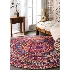 Kirklands Home Area Rugs|Cotton Braided Tammara Round Area Rug, 6 ft. Multi