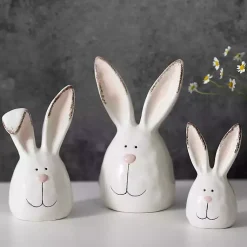 Discount Crackle Finish Bunny Heads, Set of 3 Statues & Figurines