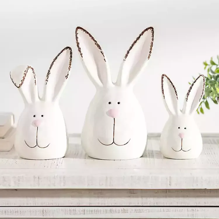 Discount Crackle Finish Bunny Heads, Set of 3 Statues & Figurines
