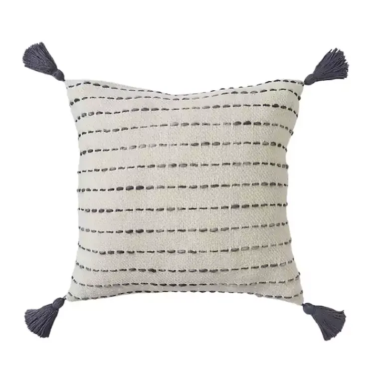 New Cream & Navy Ombre Dash Throw Pillow Pillows