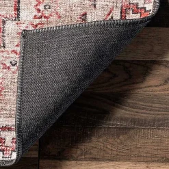 Kirklands Home Area Rugs|Cream & Red Diamond Trellis Washable Area Rug, 3x5