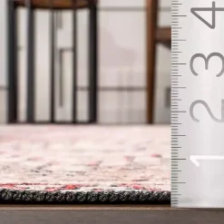 Kirklands Home Area Rugs|Cream & Red Diamond Trellis Washable Area Rug, 5x8