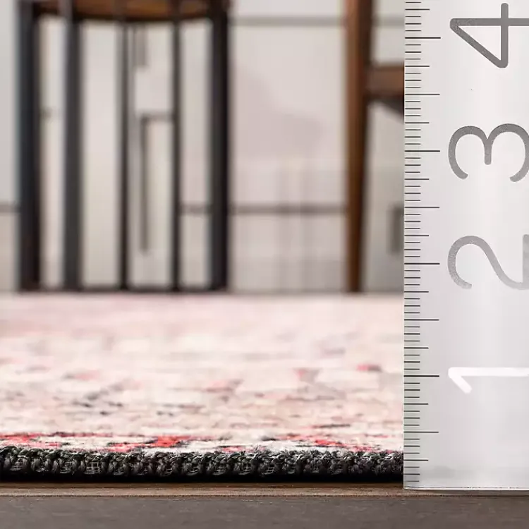 Kirklands Home Area Rugs|Cream & Red Diamond Trellis Washable Area Rug, 5x8